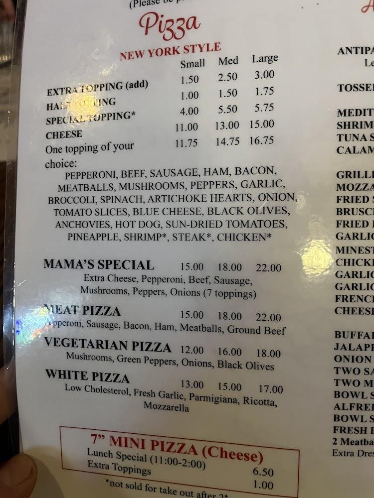 Mama's Pizza Italian Restaurant Menu image 3